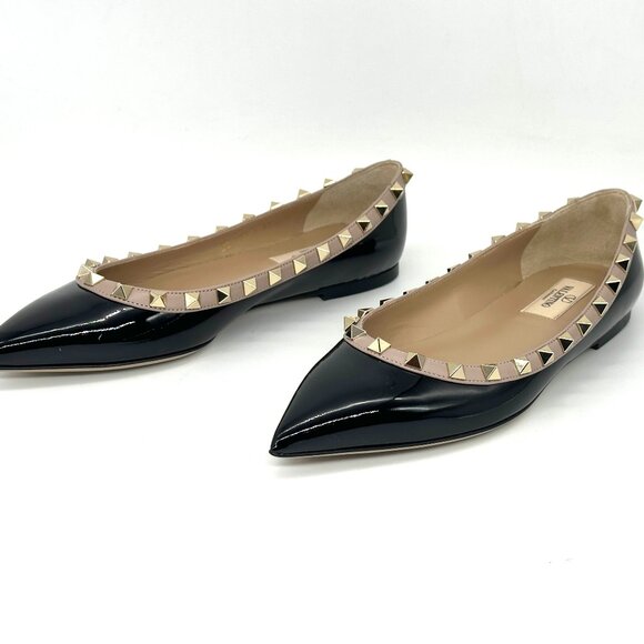 Valentino Rockstud Studded Patent Leather Ballet Ballerina Flats Shoes - Picture 10 of 16